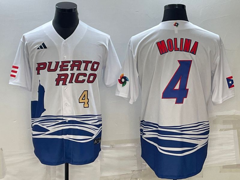 Men 2023 World Cub #4 Molina White MLB Jersey3